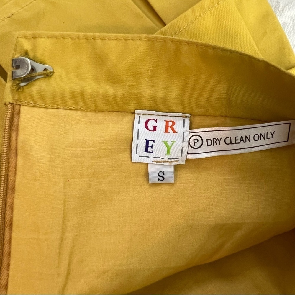 GREY | Office Siren Tiered Mini Square Pleats Pencil Skirt Mustard Gold | S - Picture 7 of 7